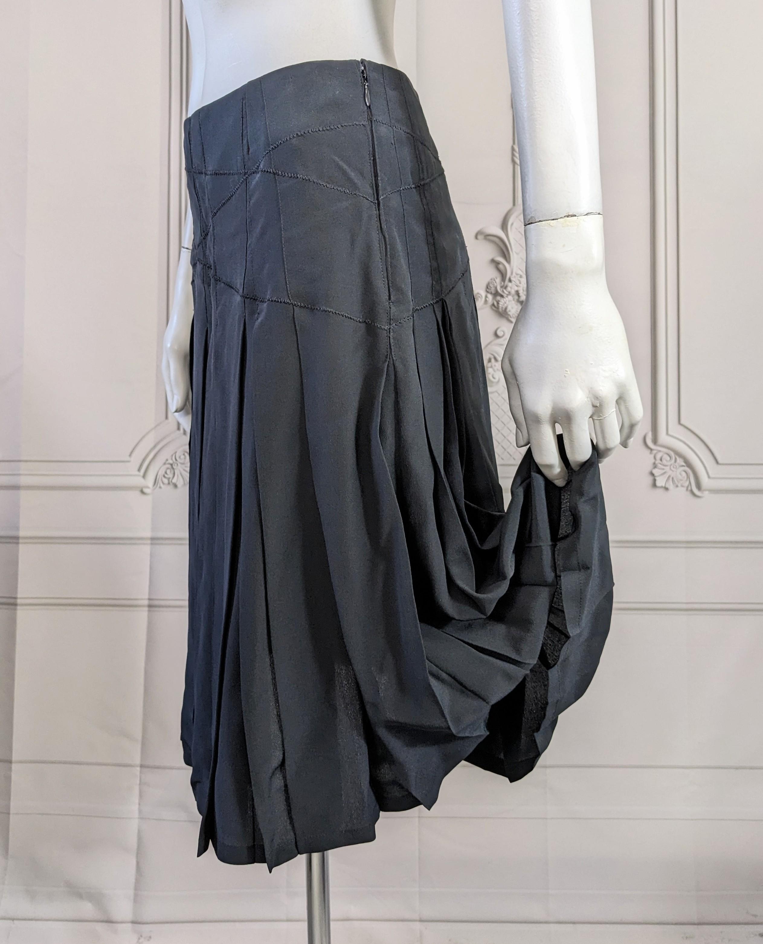 Women's Asprey Black Silk Crepe Pleated Skirt For Sale