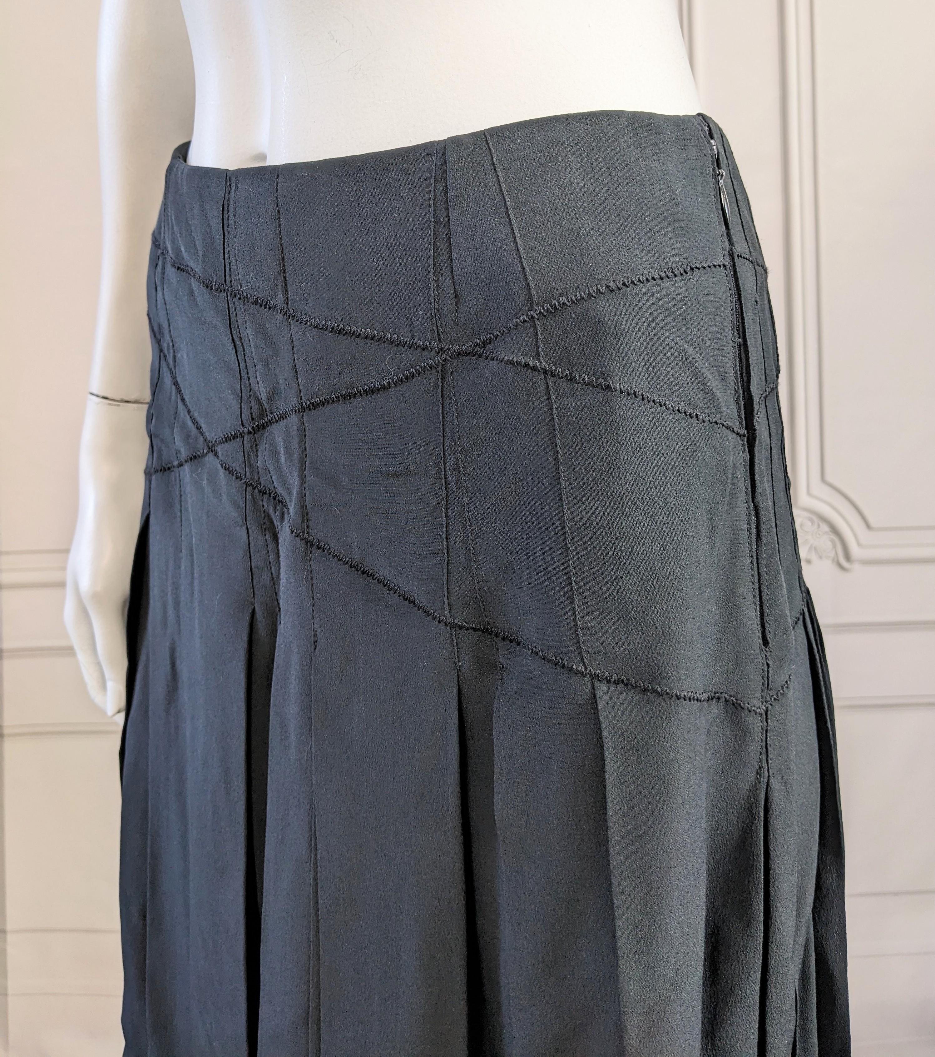 Asprey Black Silk Crepe Pleated Skirt For Sale 1