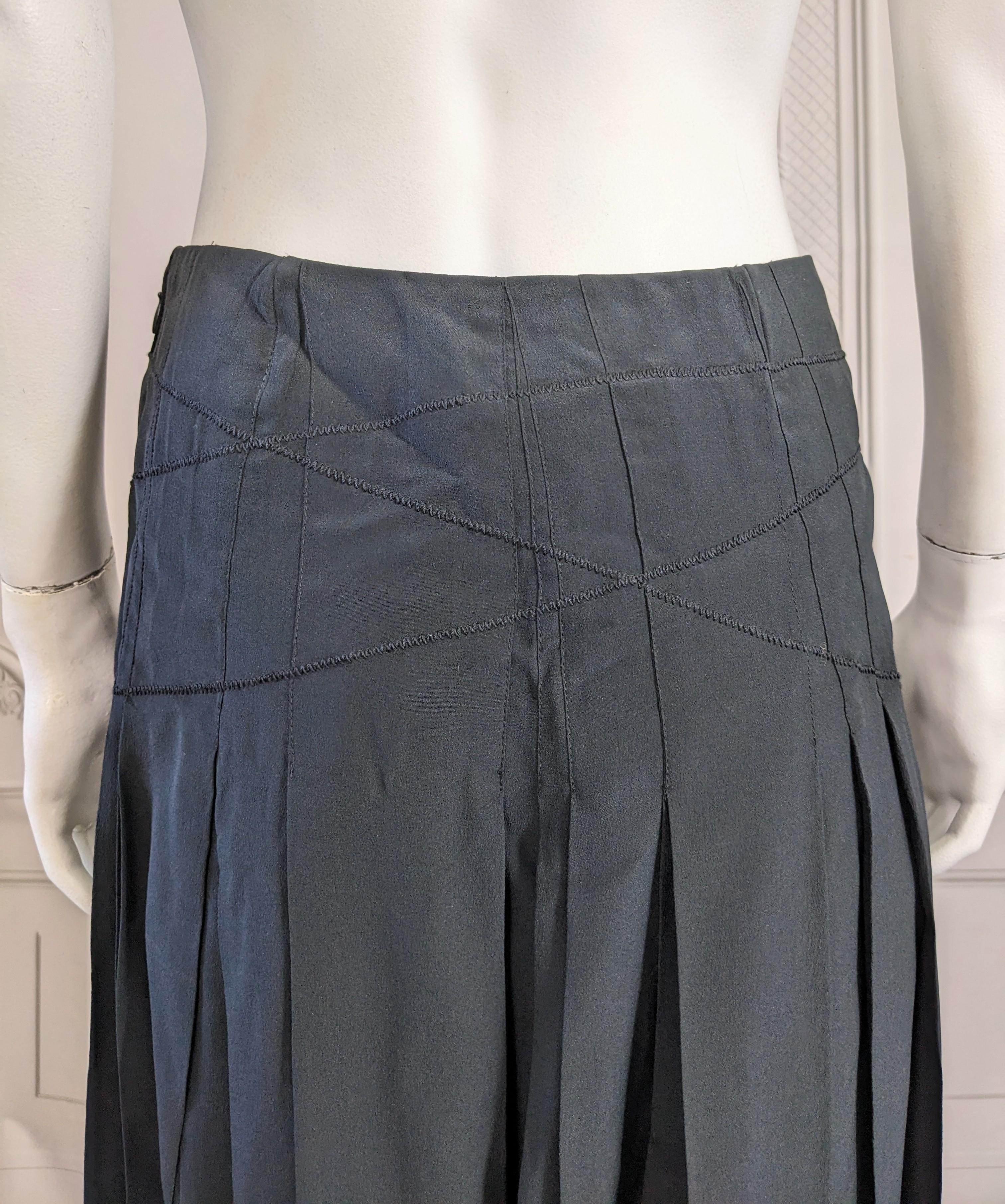 Asprey Black Silk Crepe Pleated Skirt For Sale 3