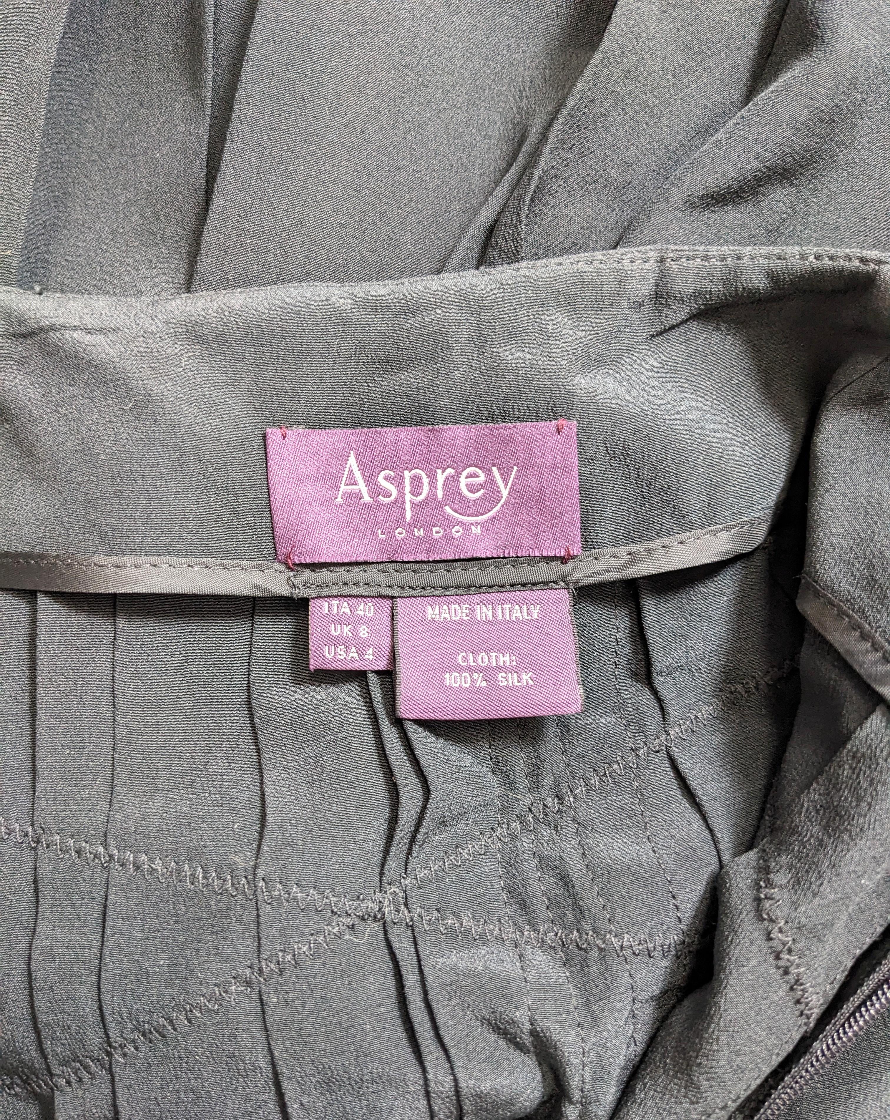 Asprey - Jupe plissée en crêpe de soie noire en vente 3