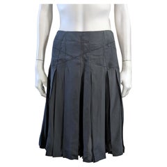Vintage Asprey Black Silk Crepe Pleated Skirt