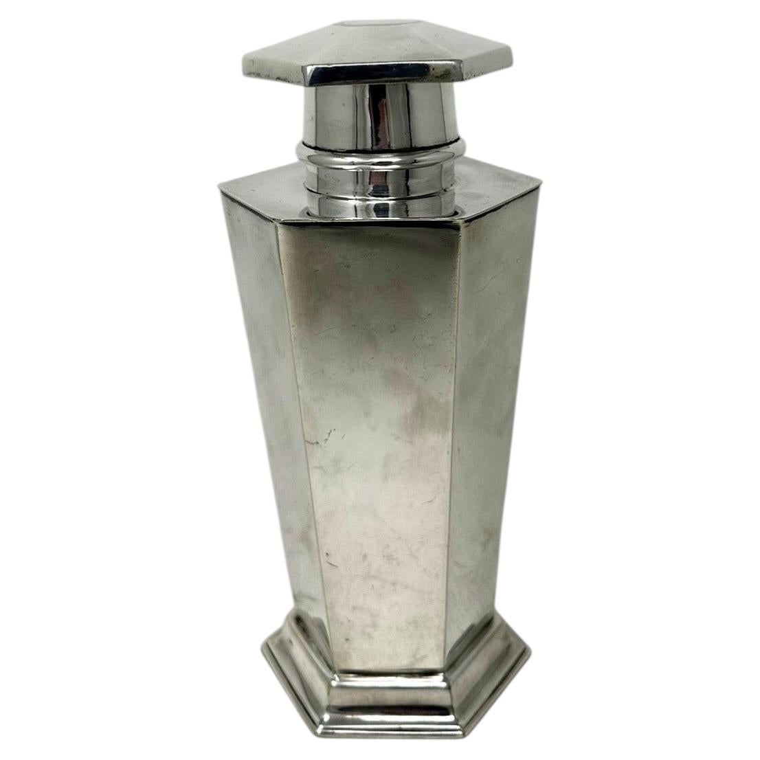 Asprey Bond Street Art Deco Antique Vintage Silver Hexagonl Cocktail Shaker 1920
