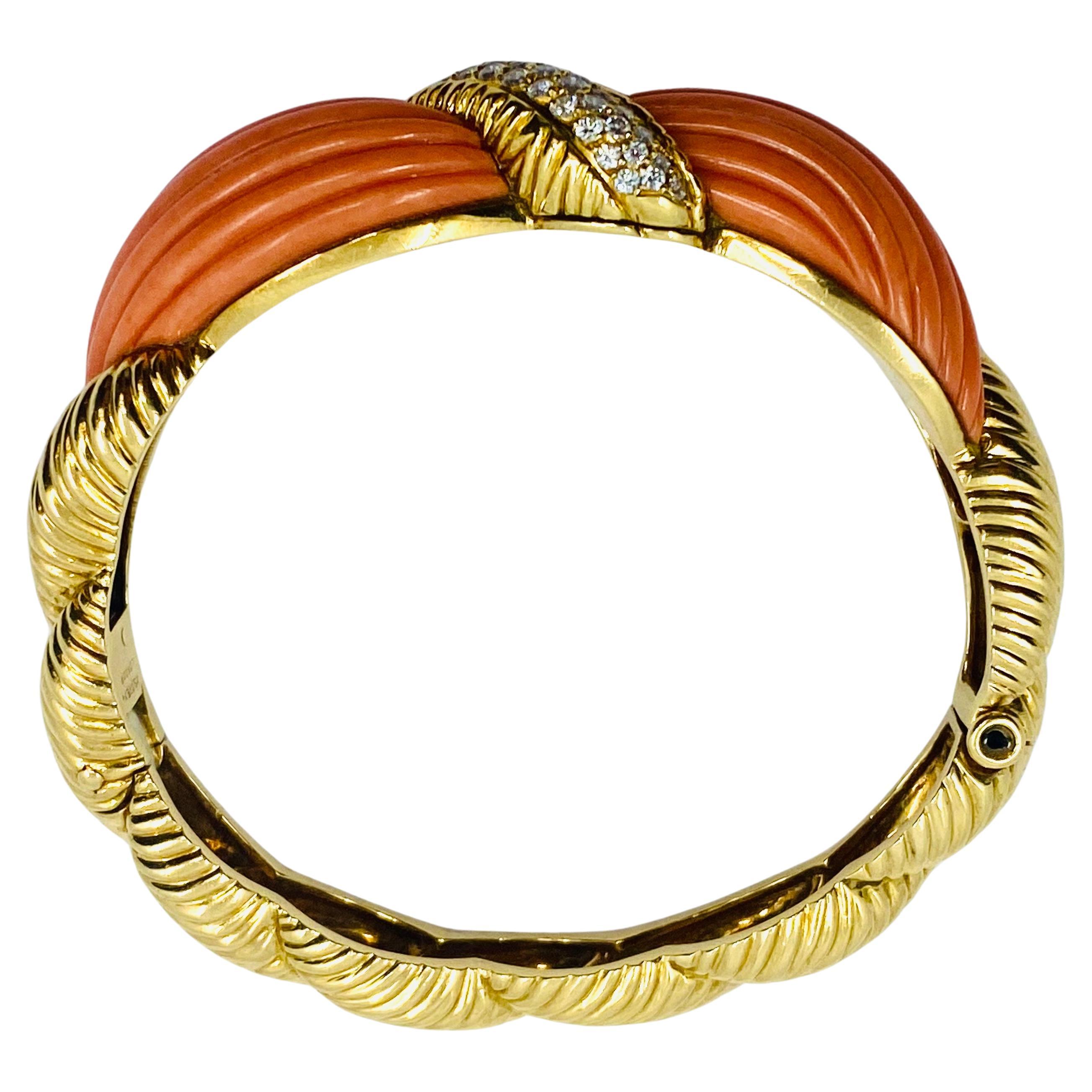 Women's Asprey Bracelet 18k Gold Coral Bangle For Sale