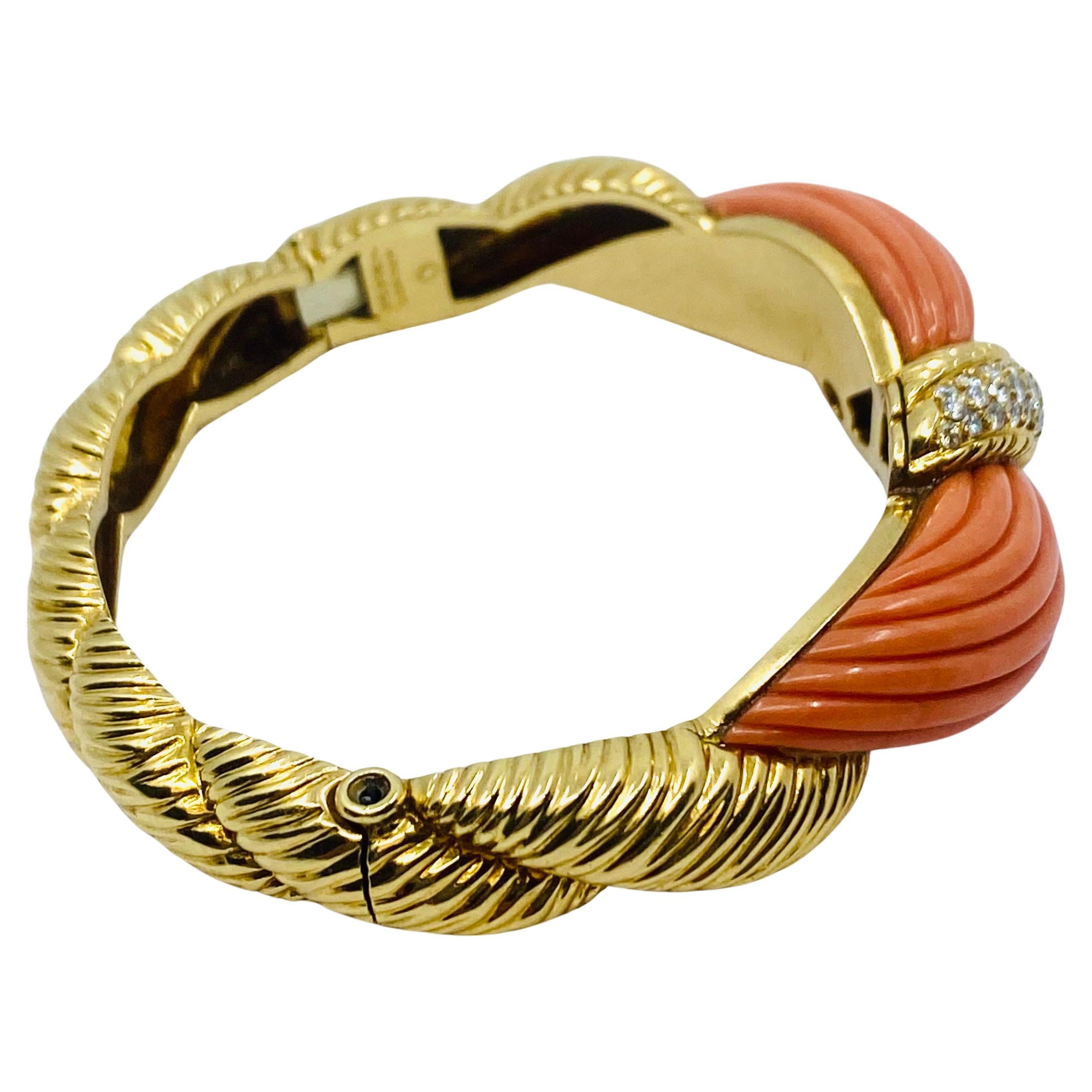 Asprey Bracelet 18k Gold Coral Bangle For Sale 2