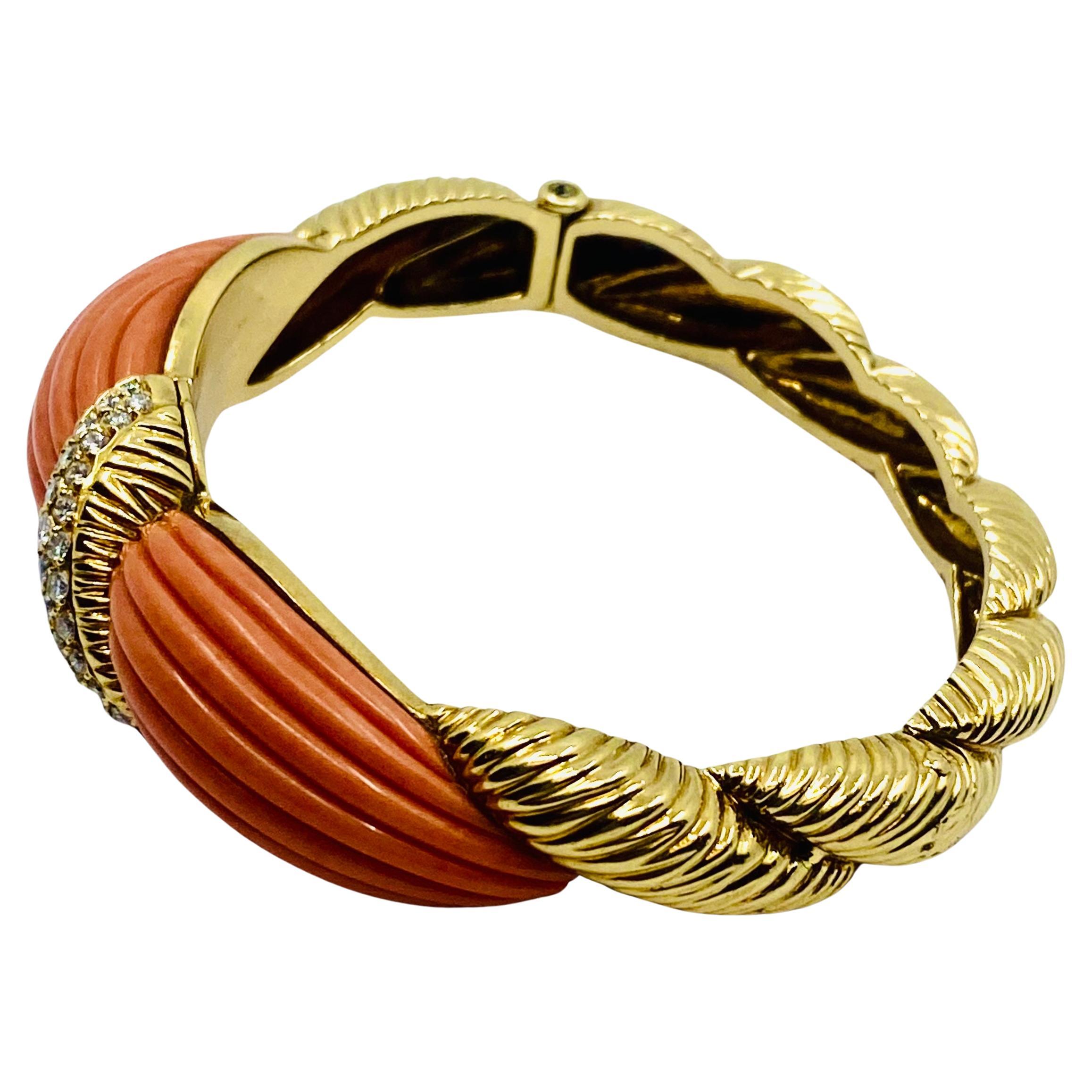 Asprey Bracelet 18k Gold Coral Bangle For Sale 3