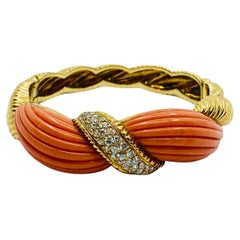 Vintage Asprey Bracelet 18k Gold Coral Bangle