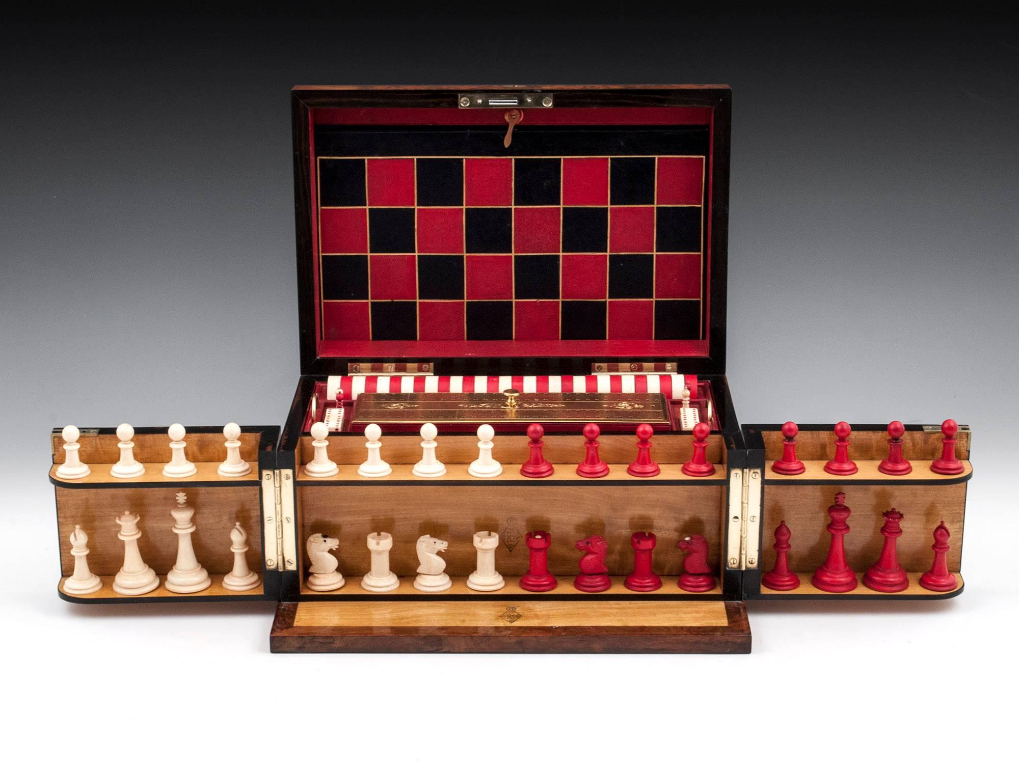 Asprey Burr Walnut Games Chess Backgammon Draughts Box Compendium 19th Century 3
