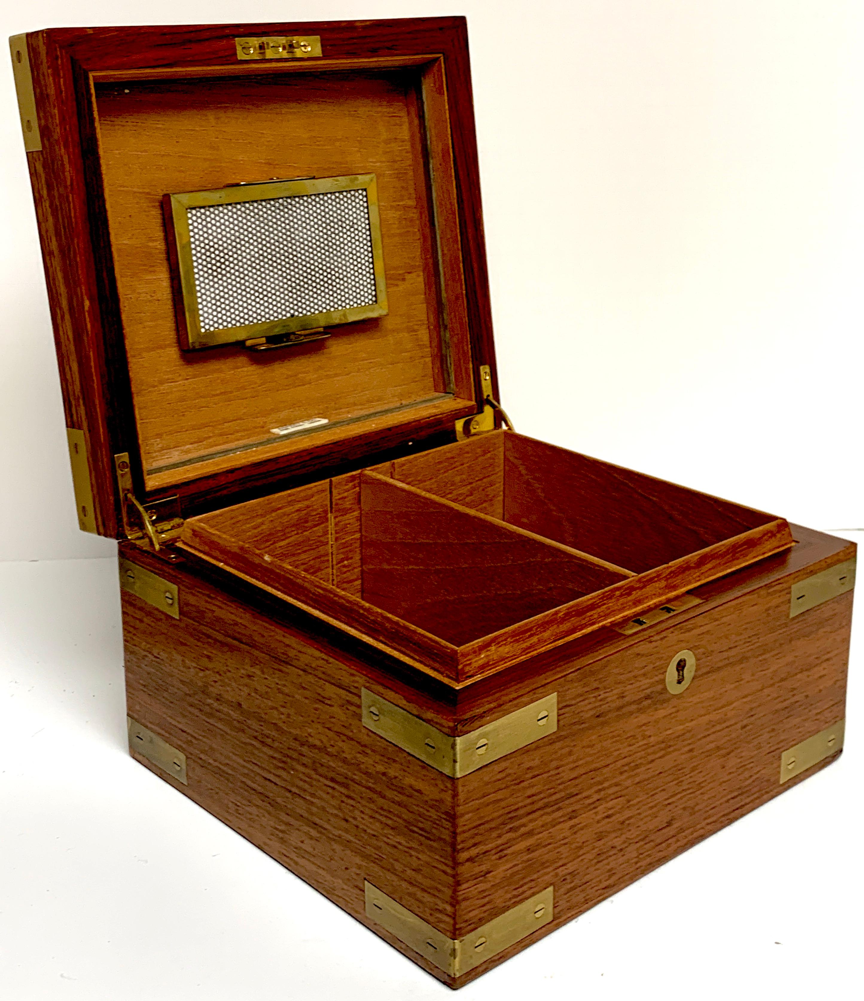 Asprey Campaign Style Brass Mahogany Humidor In Good Condition In West Palm Beach, FL