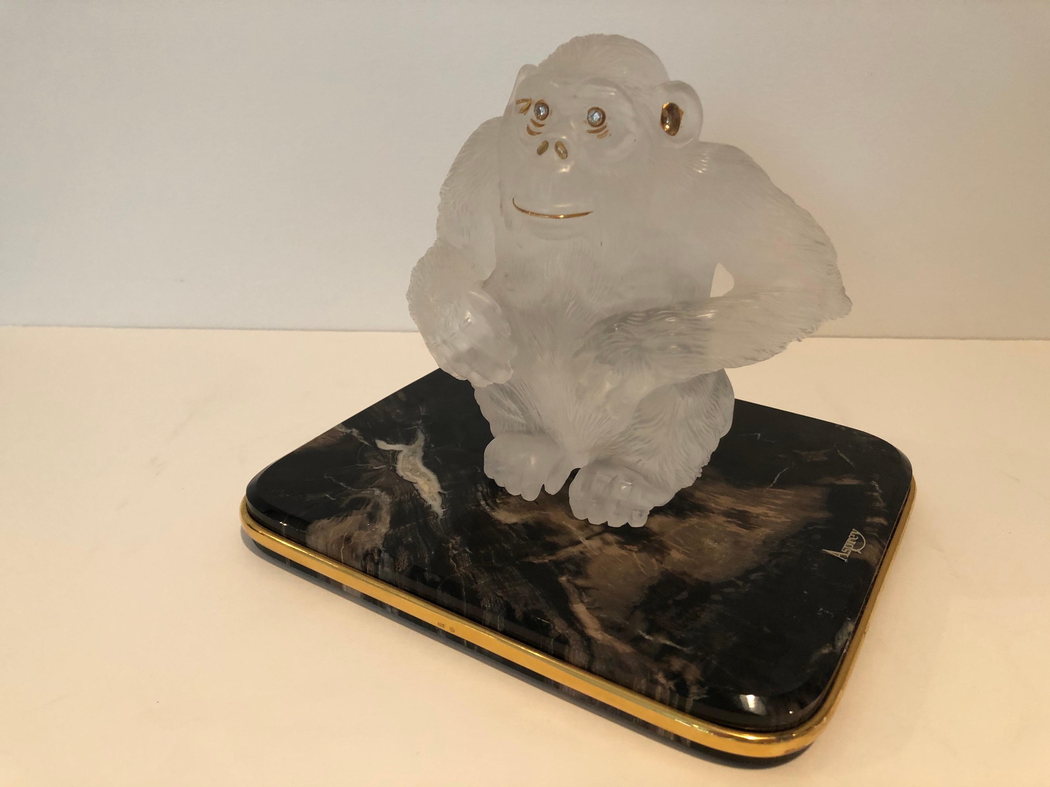 Asprey - Œil de gorille en cristal de roche sculpté et or 18 carats en vente 4