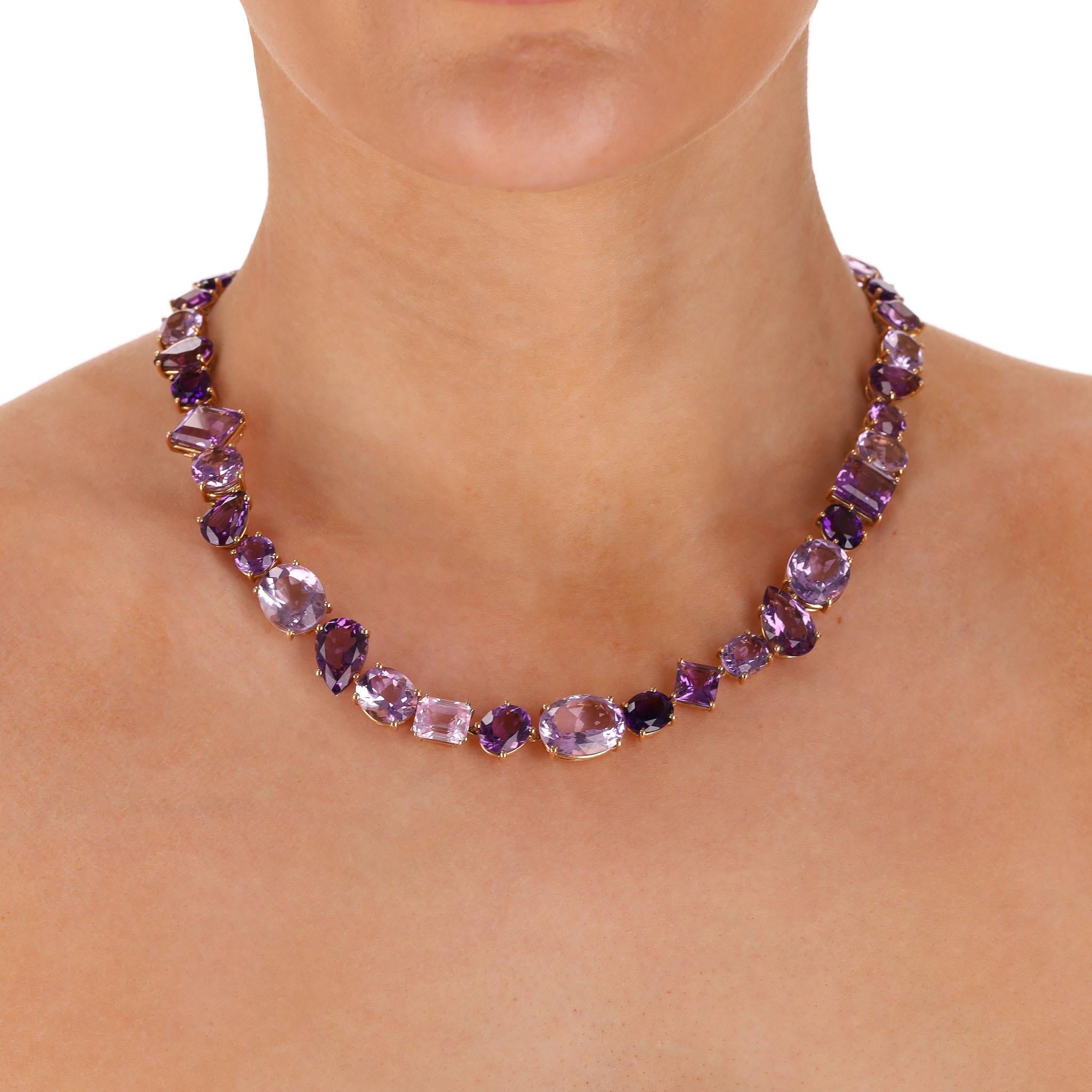 Investment Piece - Asprey Chaos Necklace With Amethyst & Kunzite In 18k Rose Gold

From The Chaos Collection is this 18k rose gold necklace with purple amethyst stones intertwine with the blush tones of the kunzite.

Amethysts totalling a minimum of