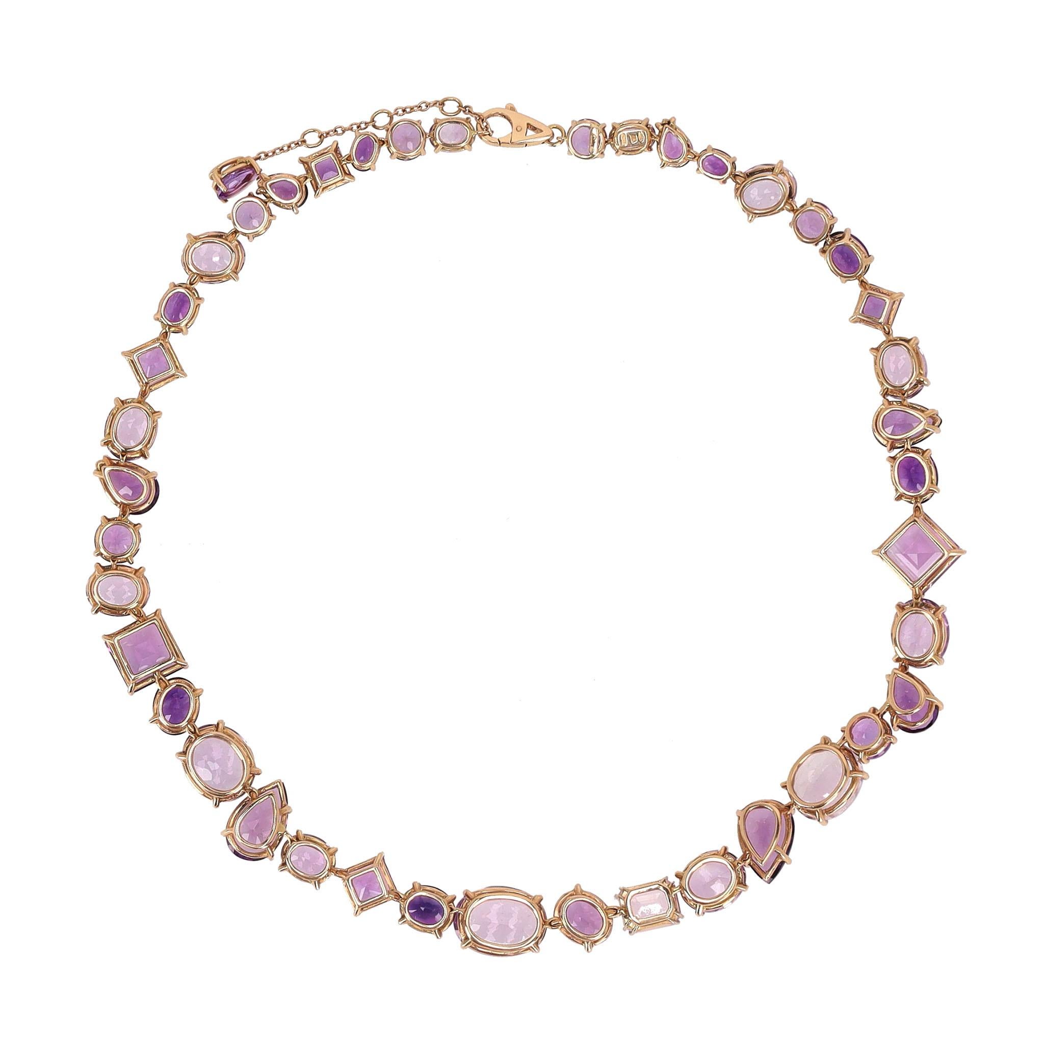 Women's Asprey Chaos Necklace With Amethyst & Kunzite In 18k Rose Gold For Sale