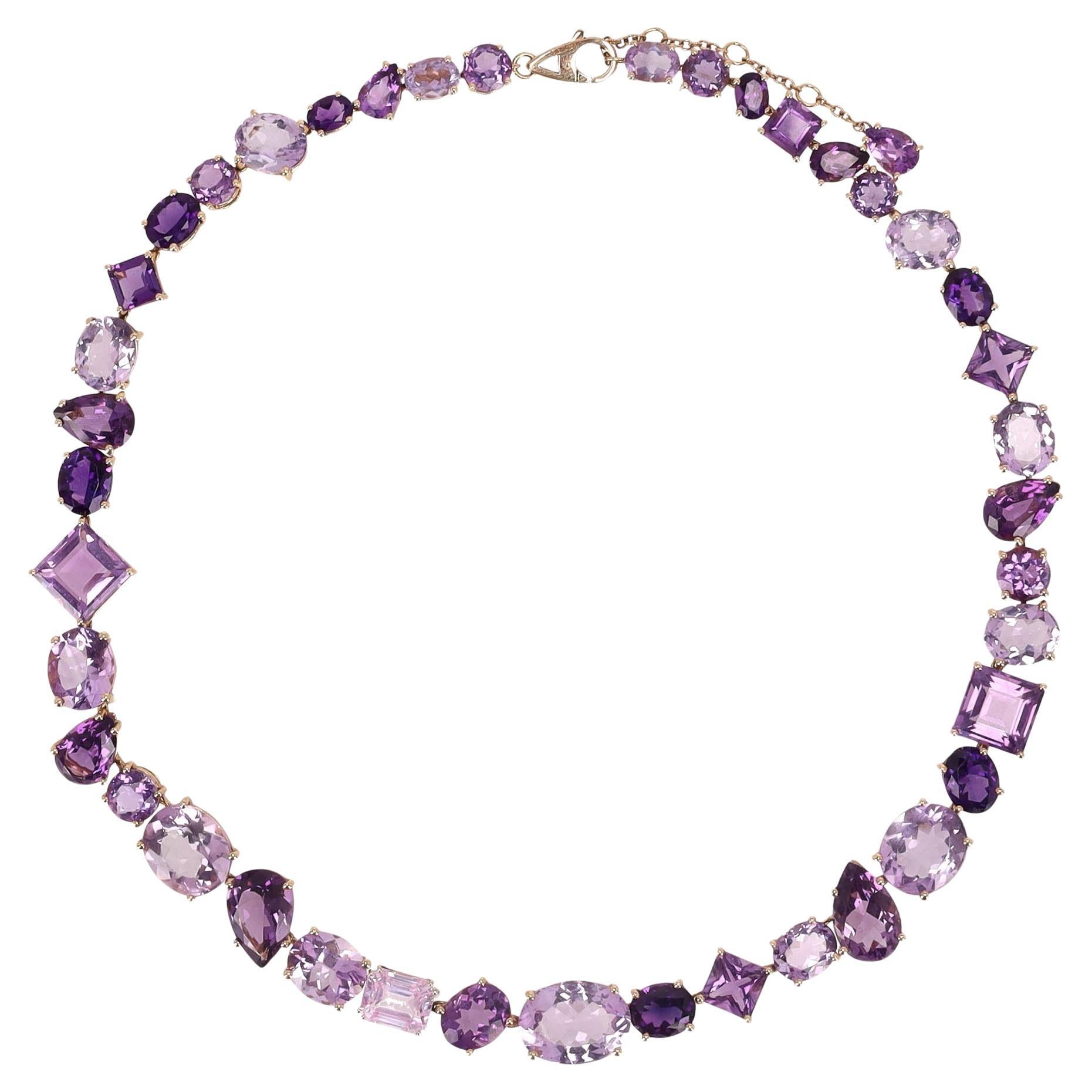 Asprey Chaos Necklace With Amethyst & Kunzite In 18k Rose Gold For Sale