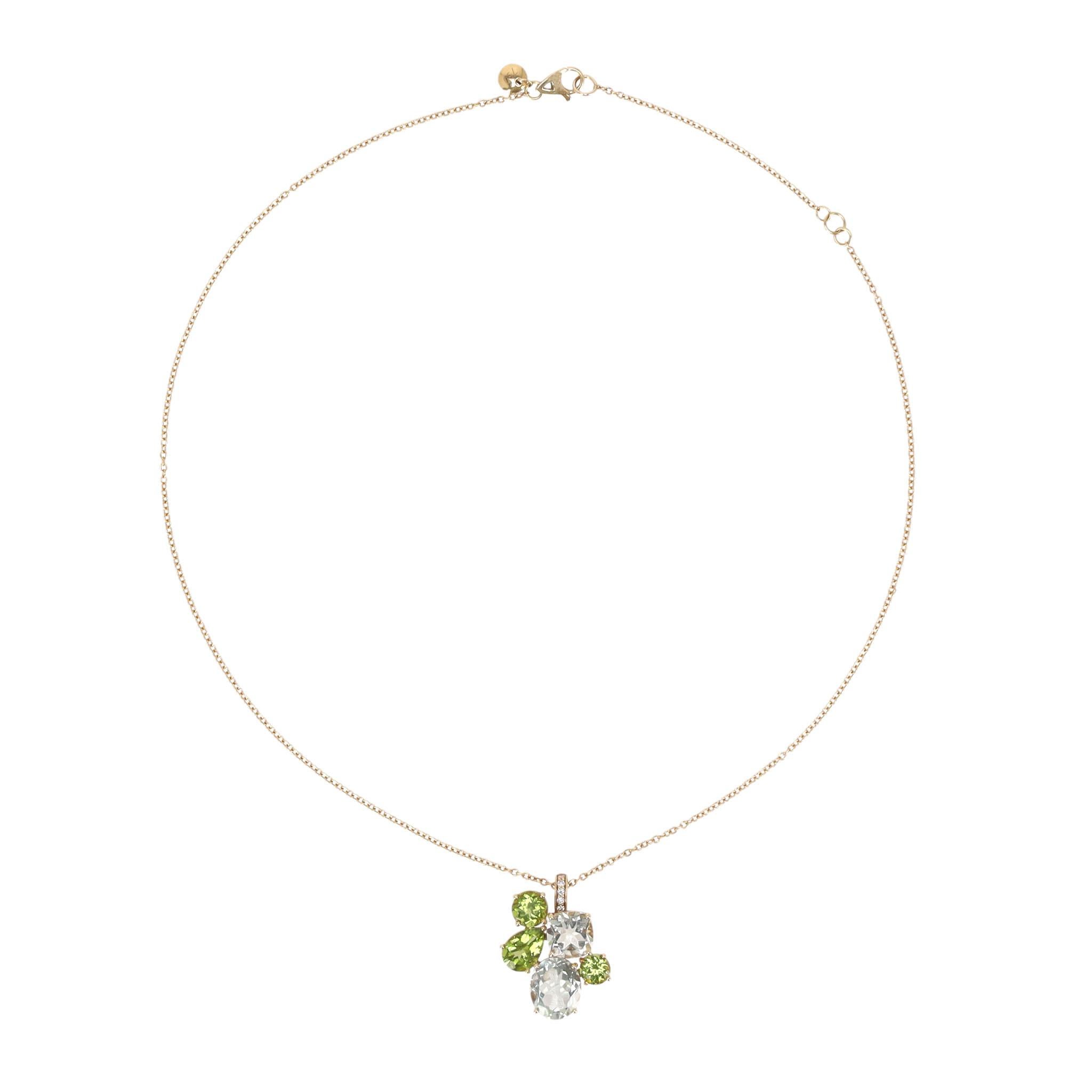 Asprey Chaos Pendant in Multi-Coloured Gemstones & Diamond With 18k Gold Nec (Gemischter Schliff) im Angebot