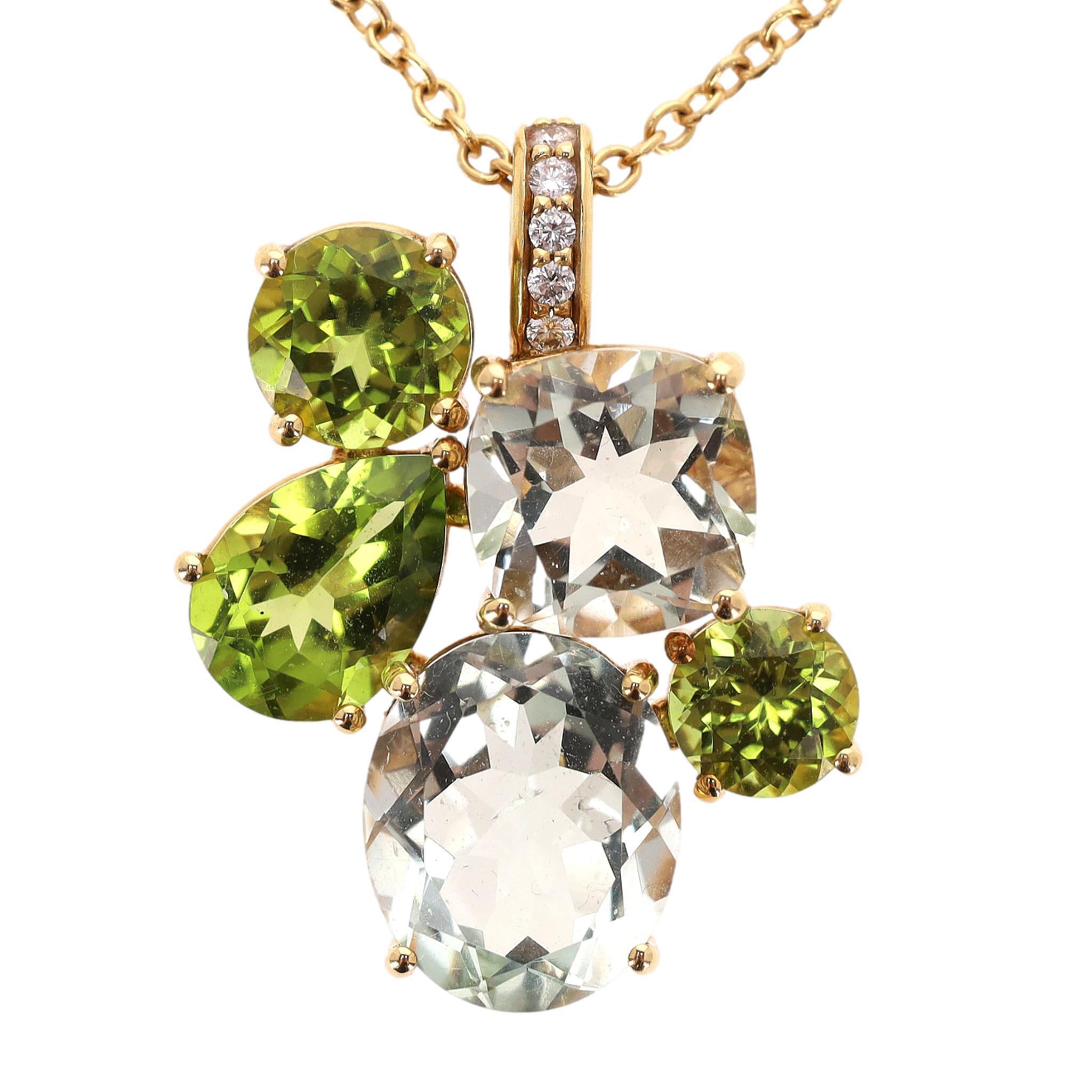 Asprey Chaos Pendant in Multi-Coloured Gemstones & Diamond With 18k Gold Nec im Zustand „Hervorragend“ im Angebot in London, GB