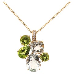 Asprey Chaos Pendant in Multi-Coloured Gemstones & Diamond With 18k Gold Nec
