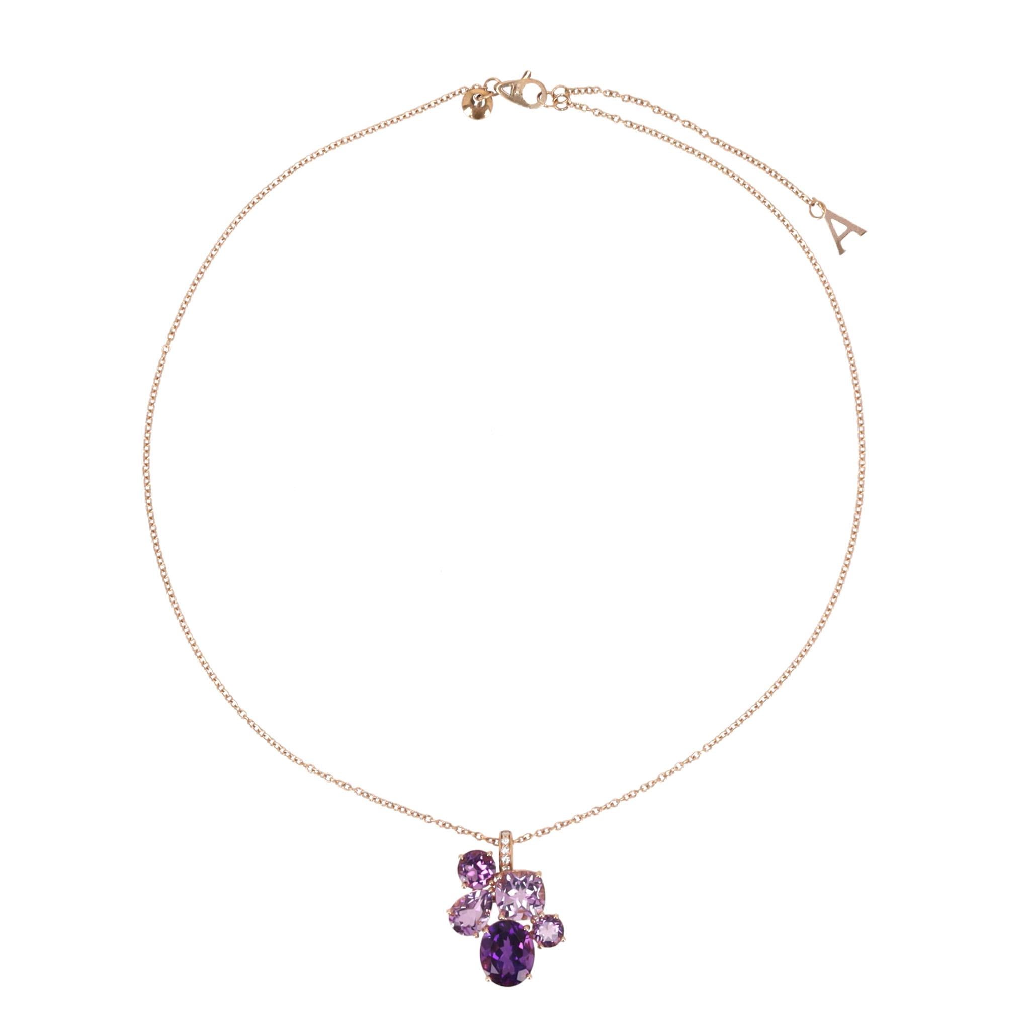 Taglio misto Ciondolo Chaos di Asprey con ametista, kunzite e diamante in oro rosa 18 carati in vendita