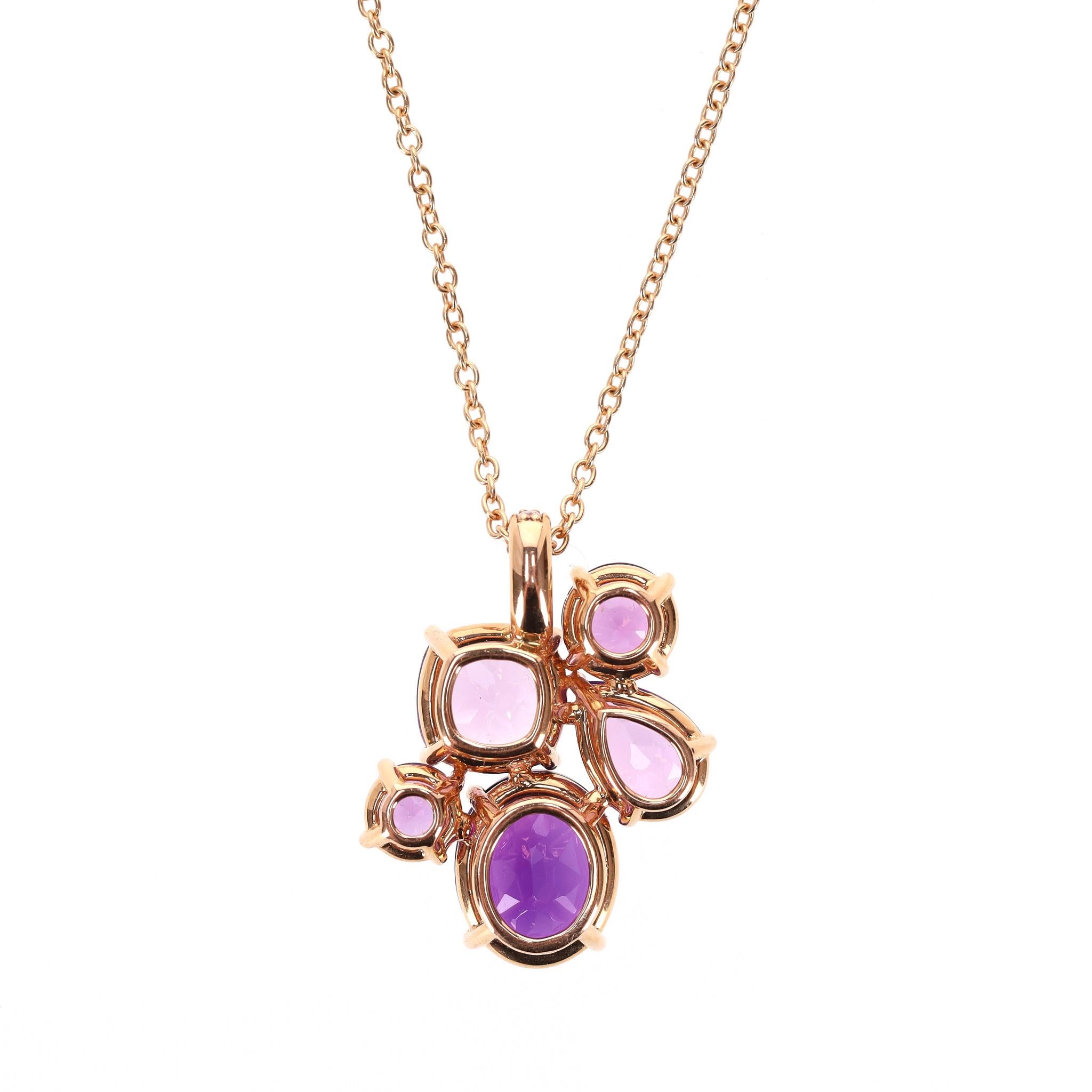 Donna Ciondolo Chaos di Asprey con ametista, kunzite e diamante in oro rosa 18 carati in vendita