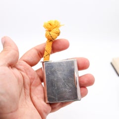 ASPREY & Co. 1914 London Pocket Vesta Case Solid .925 Sterling Silver With Cord