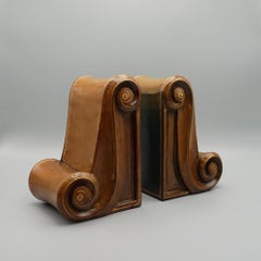 Asprey & Co Art Deco Carved Wooden Bookends