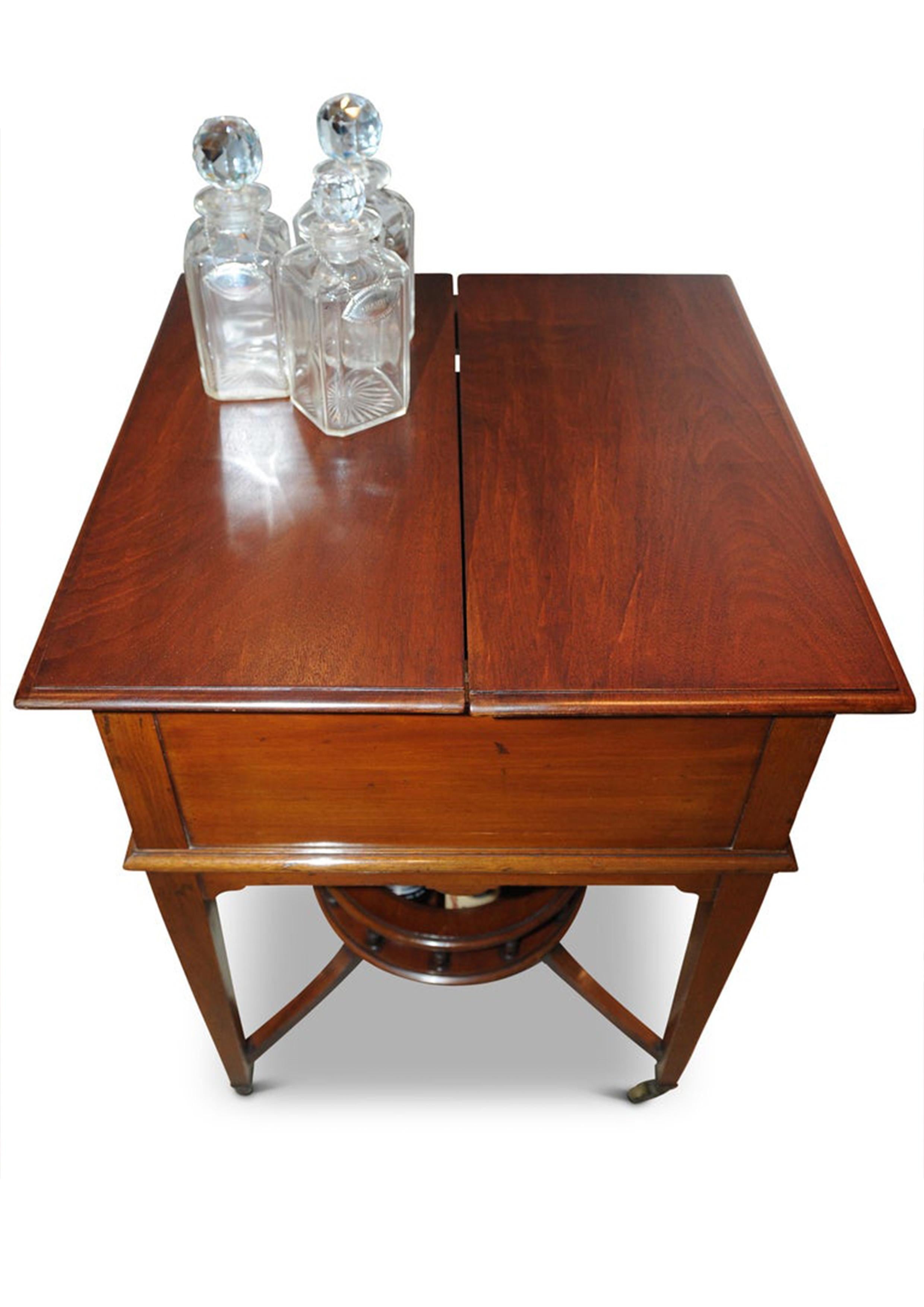 Edwardian Asprey & Co. London 1920s Mahogany Pop Up Dry Bar Drinks Cabinet and Decanters