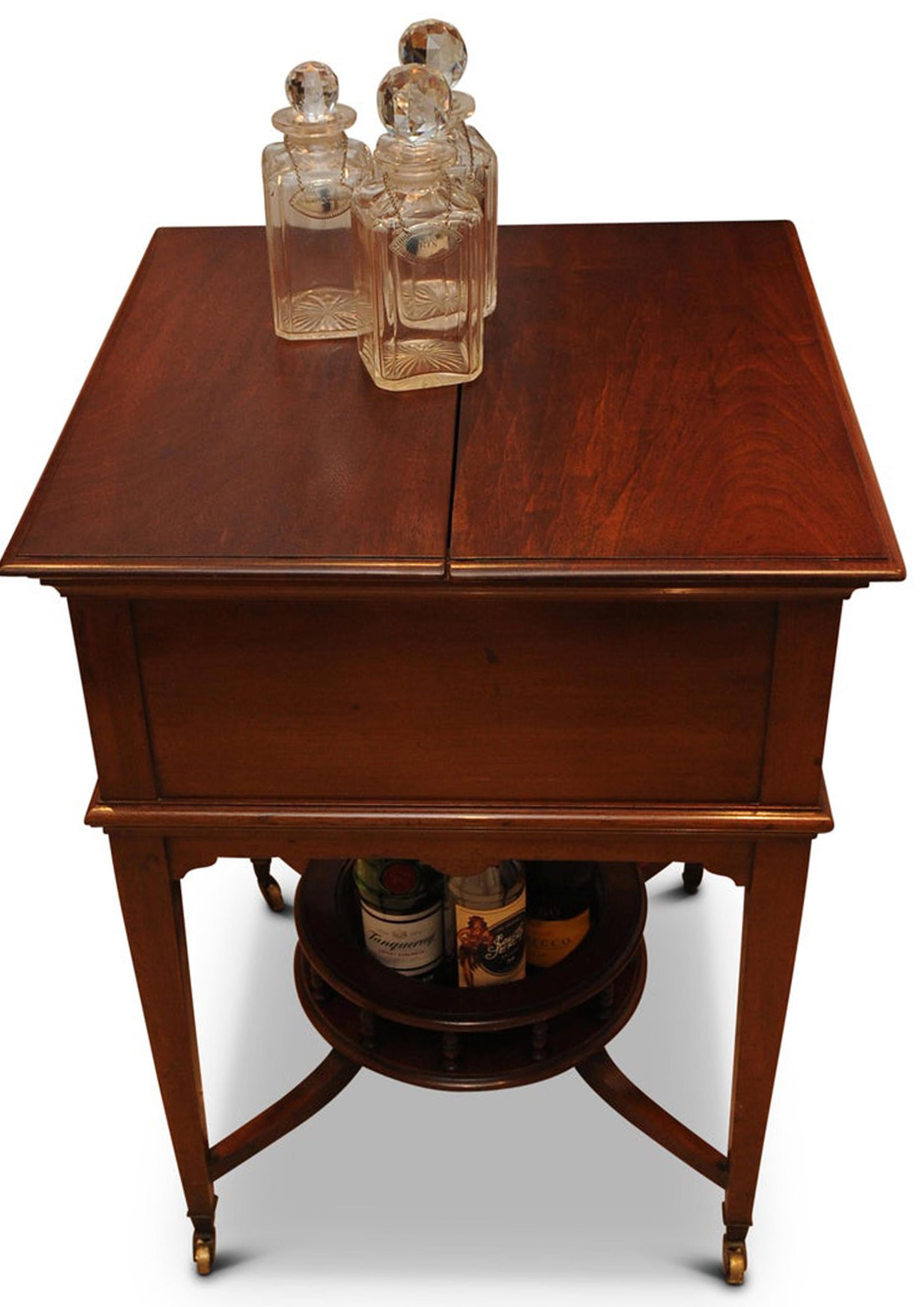 Early 20th Century Asprey & Co. London 1920s Mahogany Pop Up Dry Bar Drinks Cabinet and Decanters