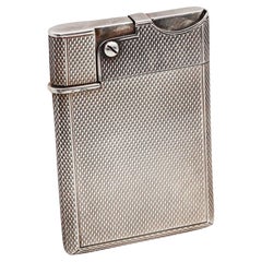 Used Asprey & Co. London Guilloche Wafer Petrol Lighter In Solid .925 Sterling Silver