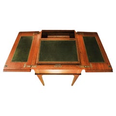Rare Asprey & Co. London Oak & Tooled Green Leather Pop-Up Writing Desk 1920s