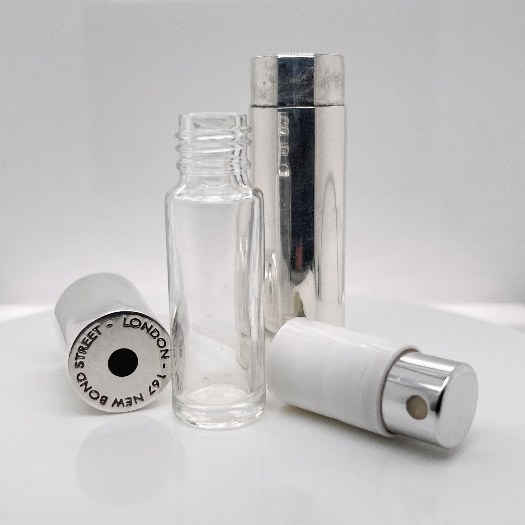 Modern Asprey & Co. London Perfume Atomizer & Sterling Silver Case For Sale