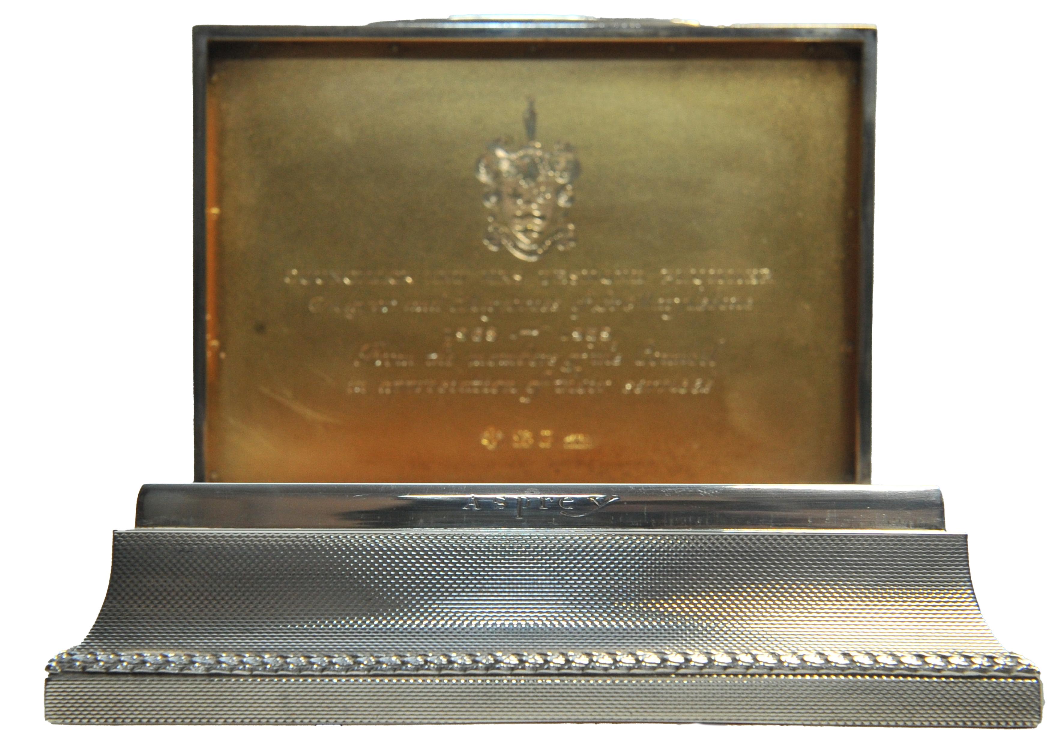 British Asprey London Solid Sterling Silver Cigarette Box Owned By The Mayor of London For Sale