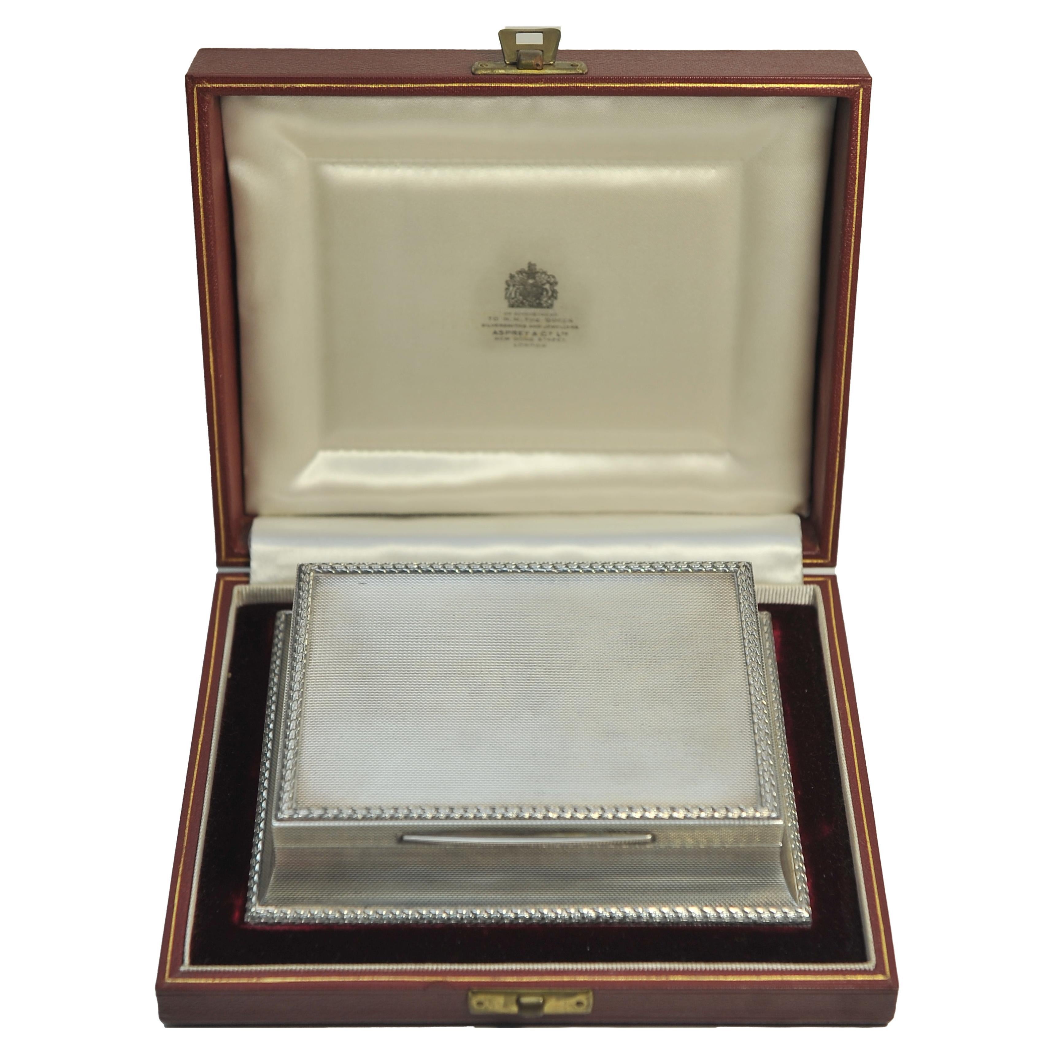 Asprey London Solid Sterling Silver Cigarette Box Owned By The Mayor of London For Sale
