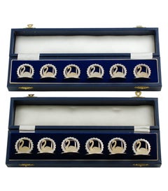 Asprey & Co Sterling Silver Cased Swan Motif Menu Place Card Holders Set of 12