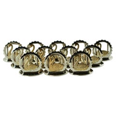 Asprey & Co Sterling Silver Cased Swan Motif Menu Place Card Holders Set of 12