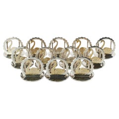 Set von 12 Menu-Kartenhaltern mit Schwanenmotiv aus Sterlingsilber von Asprey & Co
