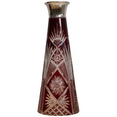 Asprey & Co. Argent sterling Londres 1932 Carafe en verre taillé Pichet carafe décanteur Pichet
