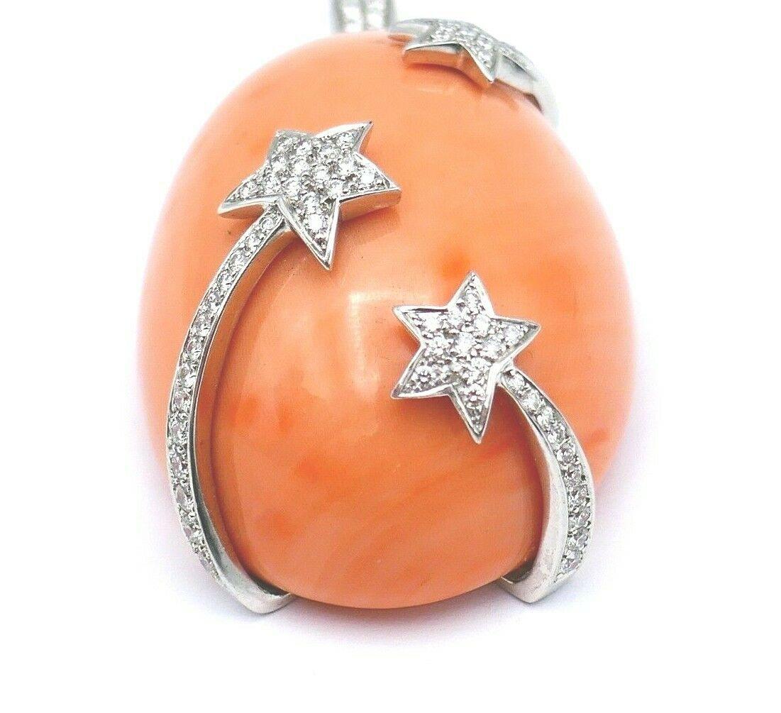 Women's Asprey Coral White Gold Diamond Pendant For Sale