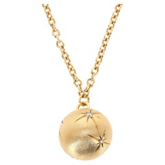Asprey Cosmic 18k Gold Globe Pendant Necklace With Diamonds
