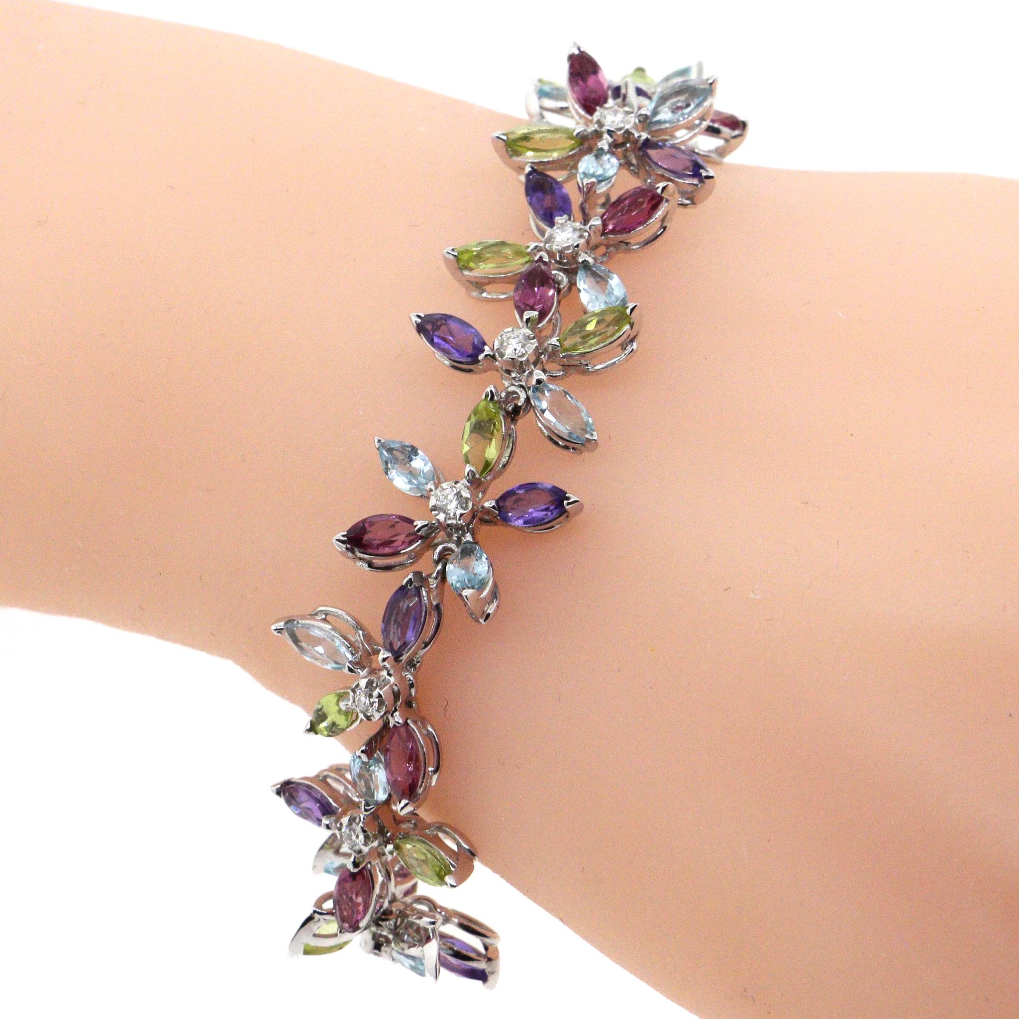 Asprey Daisy Kollektion Mehrfarbiges Armband aus Halbedelsteinen und Diamanten 5