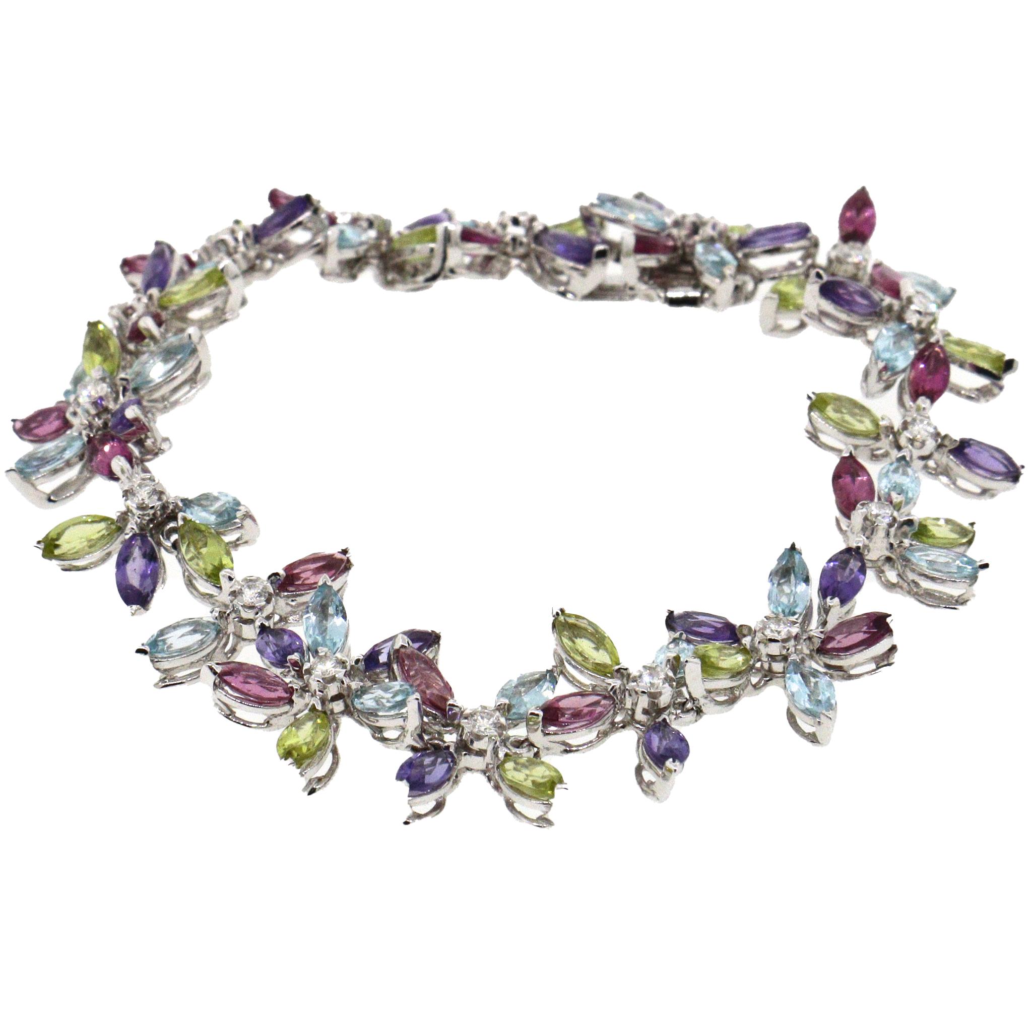 Asprey Daisy Kollektion Mehrfarbiges Armband aus Halbedelsteinen und Diamanten (Rundschliff)