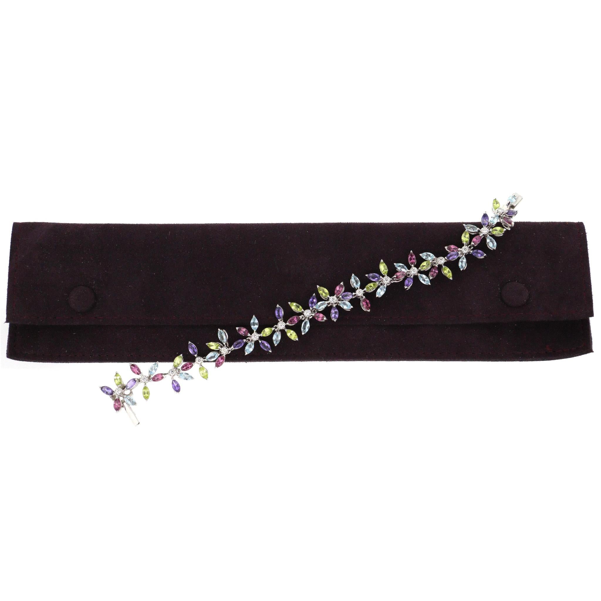 Asprey Daisy Kollektion Mehrfarbiges Armband aus Halbedelsteinen und Diamanten Damen