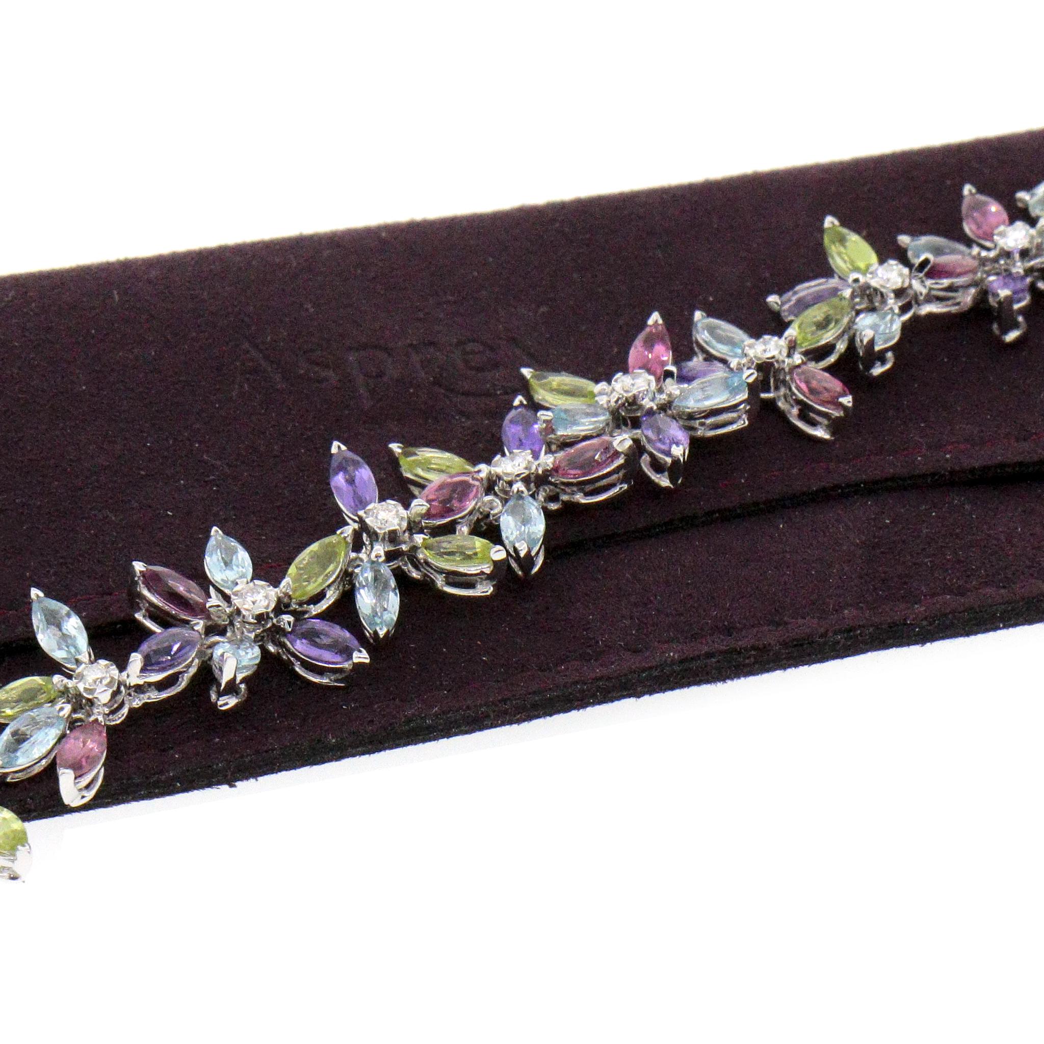 Asprey Daisy Kollektion Mehrfarbiges Armband aus Halbedelsteinen und Diamanten 1