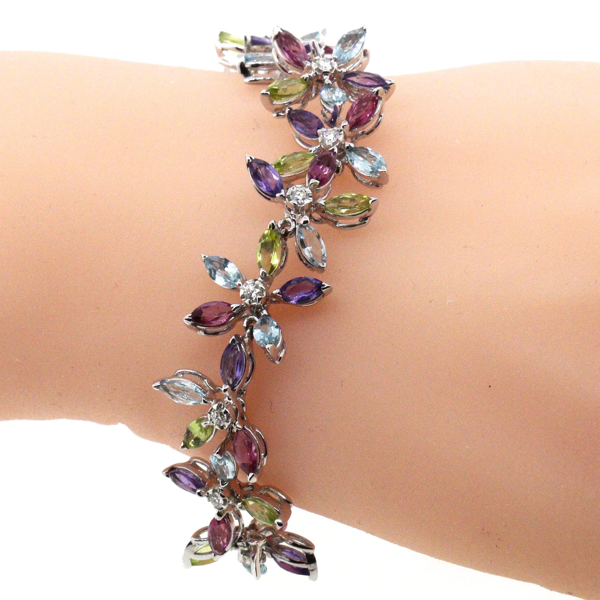 Asprey Daisy Kollektion Mehrfarbiges Armband aus Halbedelsteinen und Diamanten 3