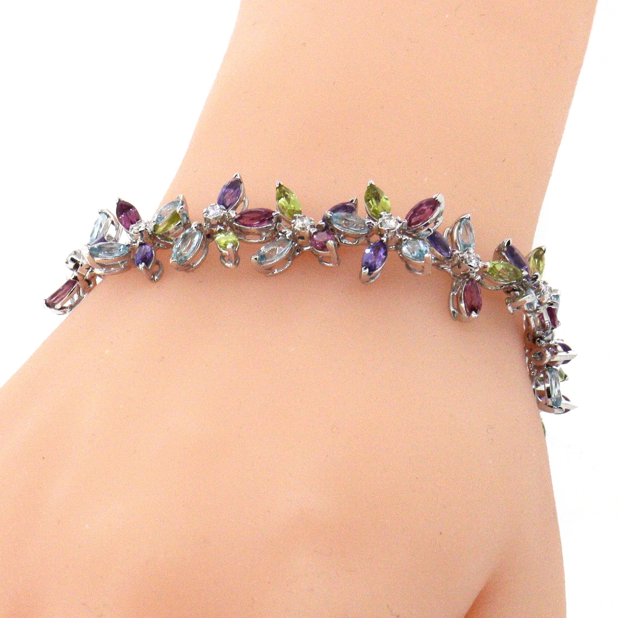 Asprey Daisy Kollektion Mehrfarbiges Armband aus Halbedelsteinen und Diamanten 4