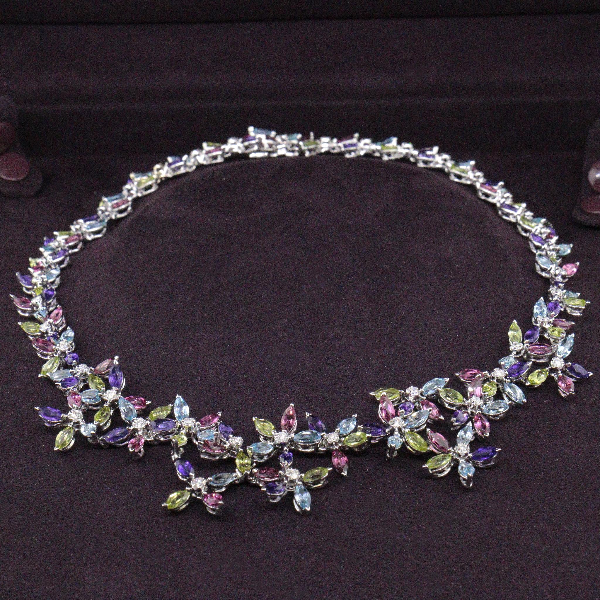 Halskette aus der Asprey Daisy Kollektion, mehrfarbiges Halbedelstein- und Diamanten 1