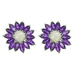 ASPREY Daisy Medium Amethyst Diamond Earrings