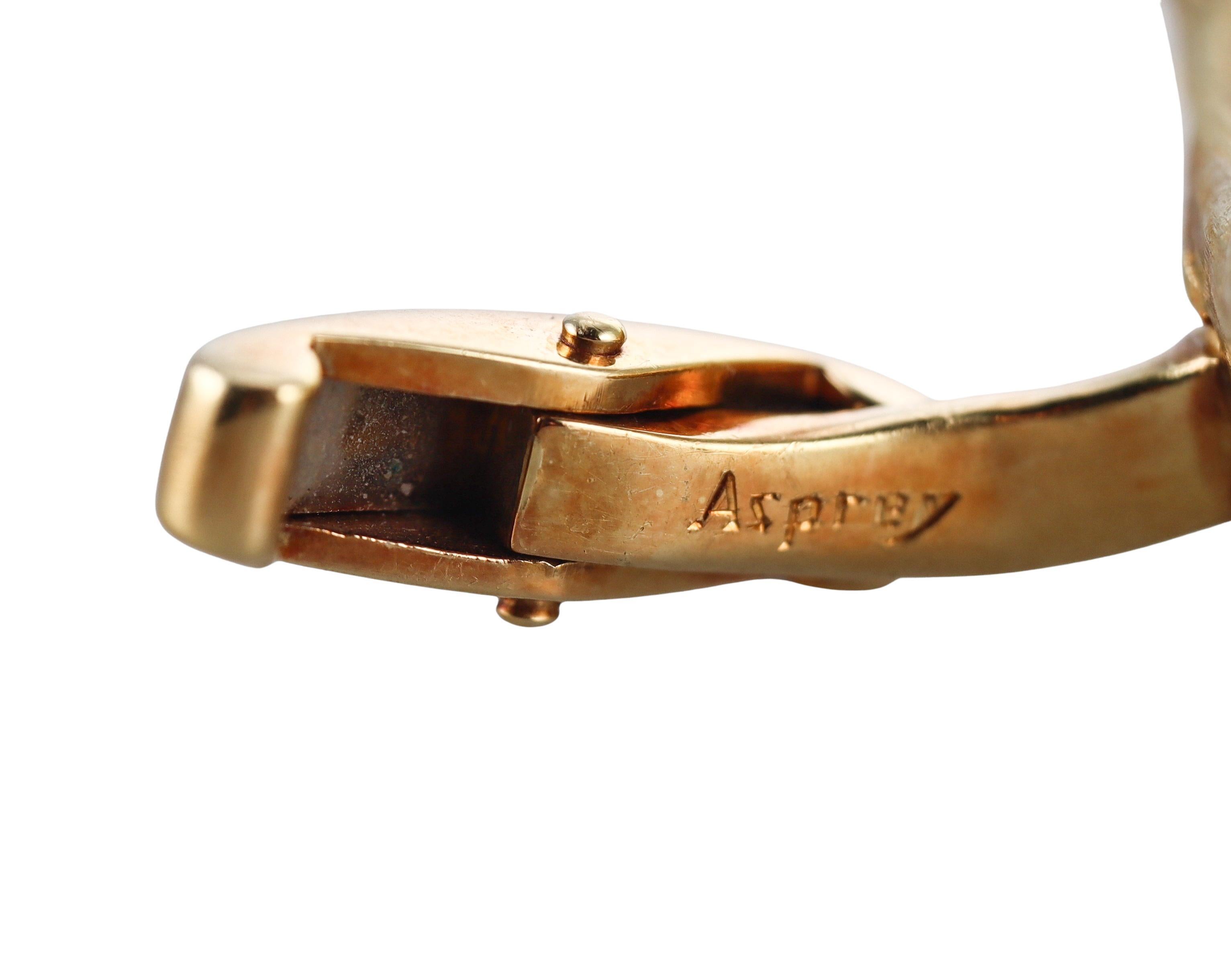 Asprey Deakin & Francis  Ruby 18k Gold Eagle Head Cufflinks In Excellent Condition For Sale In New York, NY