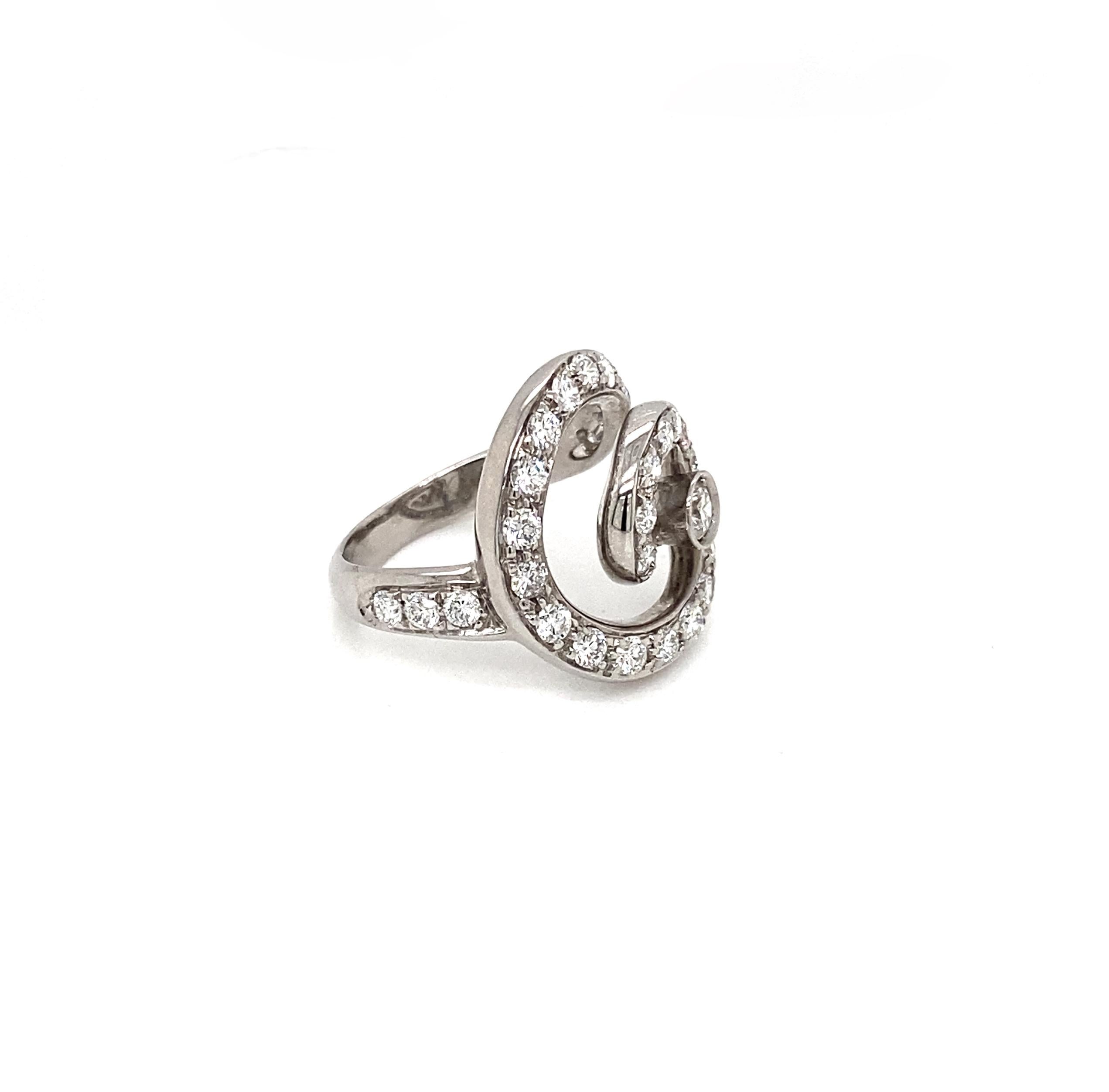 Modern Asprey Diamond and 18 Carat White Gold Open Work Swirl Cocktail Ring For Sale