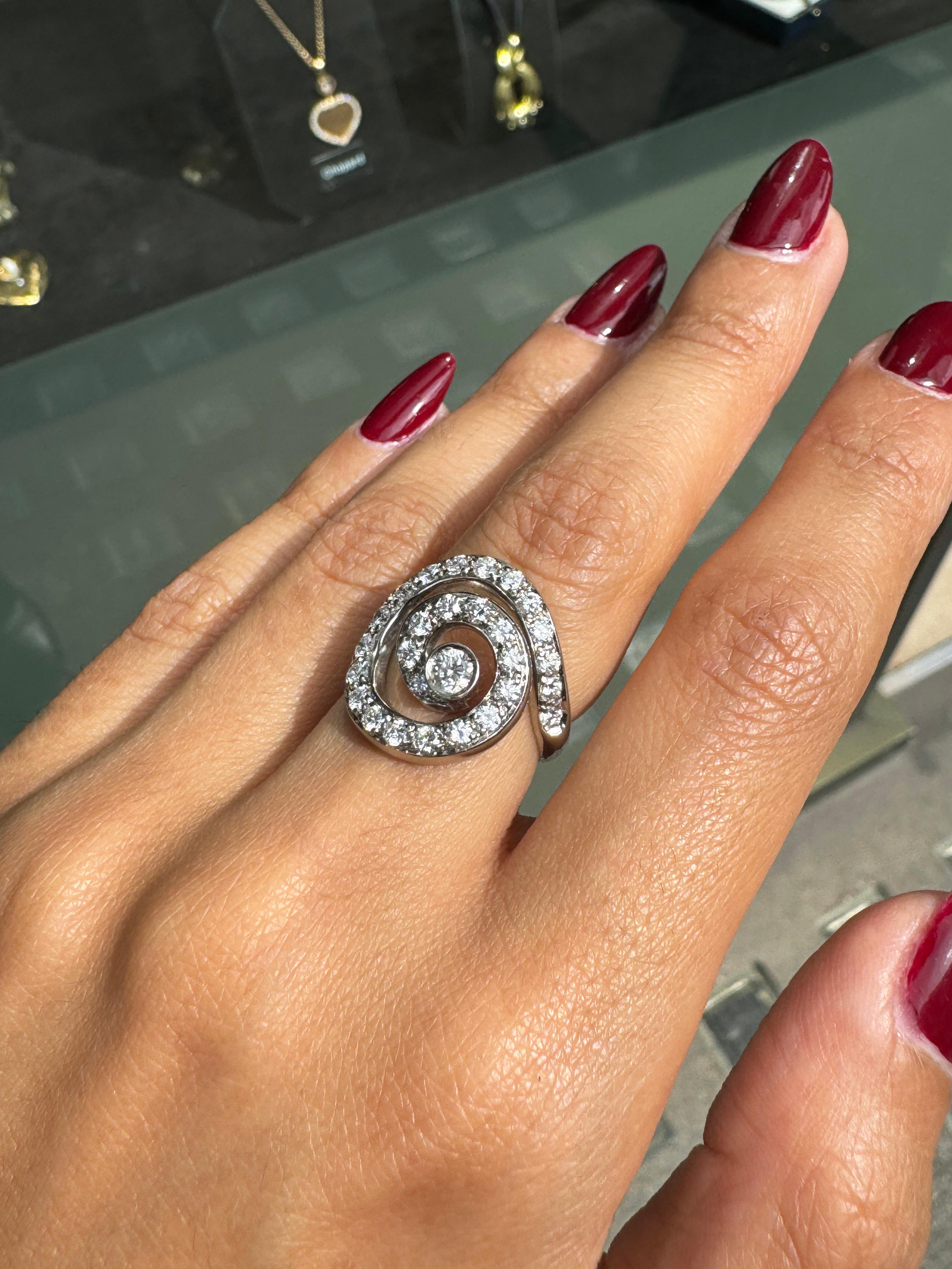 Asprey Diamond and 18 Carat White Gold Open Work Swirl Cocktail Ring For Sale 3