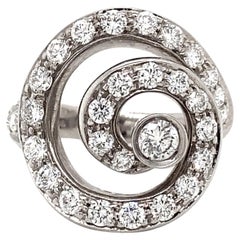 Asprey Diamond and 18 Carat White Gold Open Work Swirl Cocktail Ring