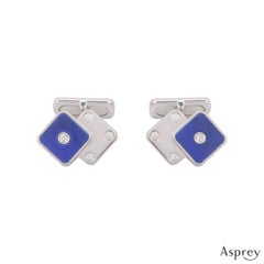 Asprey Diamond and Lapis Lazuli Dice Motif Cufflinks .34 Carat