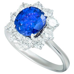 Asprey Diamond and Tanzanite White Gold Flower Ring